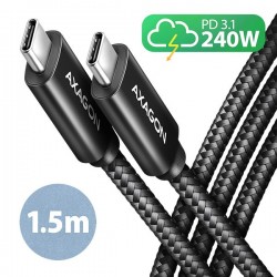 AXAGON BUCM2-CM15AB, CHARGE kabel USB-C  -  USB-C, 1.5m, Hi-Speed...