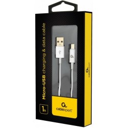 Kábel CABLEXPERT USB 2.0 AM na MicroUSB kábel (AM/BM), 1m, biely...