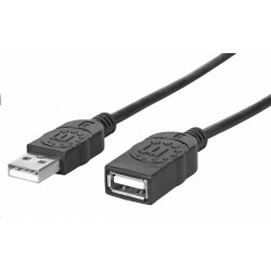 Manhattan USB kábel, USB 2.0, samec - samica, 480 Mb/s, 1 m, čierna...