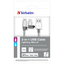 Verbatim USB kábel (2.0), USB A samec - microUSB samec + Apple...