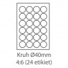 etikety samolepiace KRUH-40mm univerzálne biele 24ks/A4 (100 listov A4/bal.) ECO-040040KR