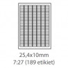 etikety ECODATA Samolepiace 25,4x10 univerzálne biele 189ks/A4 (100 listov A4/bal.) ECO-02501000