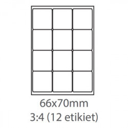 etikety ECODATA Samolepiace 66x70 univerzálne biele 12ks/A4 (100...