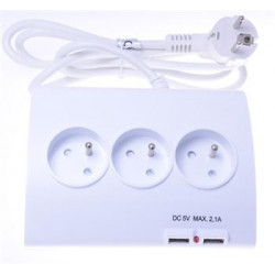 PremiumCord Predlžovací kábel 230V 1,5m 5zásuvek+vypínač+2x USB ppd01