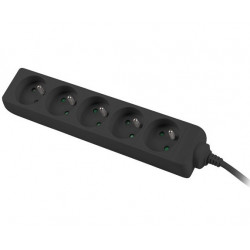 PremiumCord Predlžovací kábel 230V 2m 5 zásuvek, černý ppa5-02bk