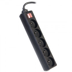 PremiumCord Predlžovací kábel 230V 5m 5 zásuvek, vyp, černý ppa5k-05bk