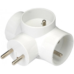 PremiumCord Roztrojka 230V 10A, 3x kulatá zásuvka, bílá ppr02