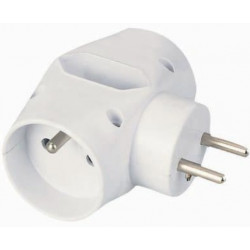 PremiumCord Roztrojka 230V 10A, 2x kulatá +1x plochá zásuvka, bílá...