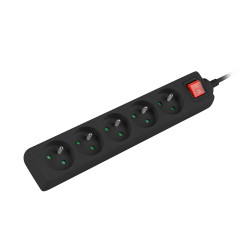 Prodlužovací kabel Lanberg PS1 5 zásuvky 3m vypínač černá...