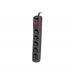 Natec přepěťová ochrana BERCY 400, 5m, 5 zásuvek, vypínač, černá...