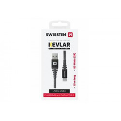 SWISSTEN DATOVÝ KABEL KEVLAR USB / USB-C 1,5 M ANTRACIT 71541010