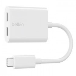 Belkin RockStar USB-C Audio + Charge Adapter - White F7U081btWH