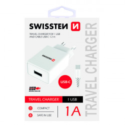 SWISSTEN SÍŤOVÝ ADAPTÉR SMART IC 1x USB 1A POWER + DATOVÝ KABEL USB...