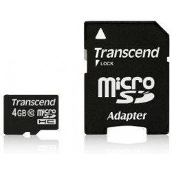 Transcend Micro SDHC karta 4GB Class 10 + Adaptér TS4GUSDHC10