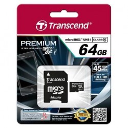 Transcend Micro SDXC karta 64GB Class 10 UHS-I + Adaptér TS64GUSDU1