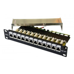 10" patch panel 12port Cat6, FTP, blok UNI-110, vyväz. lišta, 1U...