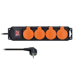 Solight predlžovací prívod IP44, 4 zásuvky, vypínač, vonkajší, 3m...