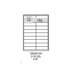 etikety samolepiace 100x28 univerzálne biele 20ks/A4 (100 listov...