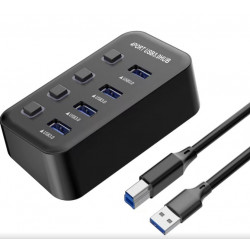 PremiumCord USB 3.2 Superspeed HUB 4-portový s vypínačmi portov...