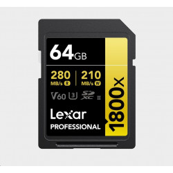 Lexar SDXC Pro 1800x U3 UHS-II R280/W210 (V60) 64GB LSD1800064G-BNNNG