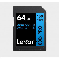 Lexar SDXC 800x Pro UHS-I cards, C10 (V30) U3, R150, 64GB...