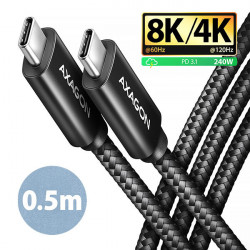 AXAGON BUCM4X-CM05AB NewGEN+ kábel USB-C  -  USB-C, 0.5m, USB4 Gen...