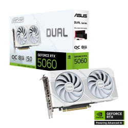 ASUS VGA NVIDIA GeForce RTX 5060 DUAL OC 8G WHITE, 8GB GDDR7, 3xDP,...