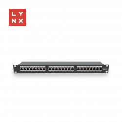 LYNX 19" patch panel 24-port, STP Cat6a, 50µ, stíněný, černý...