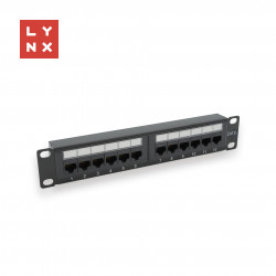 LYNX 10" patch panel 12-port, UTP Cat6, 50µ, nestíněný, černý...