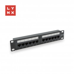 LYNX 10" patch panel 12-port, UTP Cat5e, 50µ, nestíněný, černý...