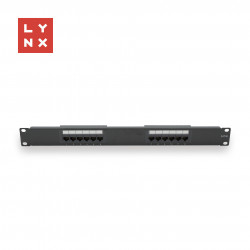 LYNX 19" patch panel 12-port, UTP Cat5e, 50µ, nestíněný, černý...