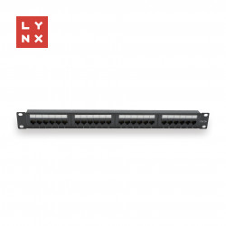 LYNX 19" patch panel 24-port, UTP Cat5e, 50µ, nestíněný, černý...