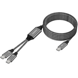 PREMIUMCORD Nabíjecí kabel USB-C, 2xUSB-C na USB-C, 100W, 1m, černá...
