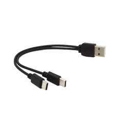 PREMIUMCORD Nabíjecí kabel USB 2.0, 2xUSB-C na USB, 15cm, černá ku2y04