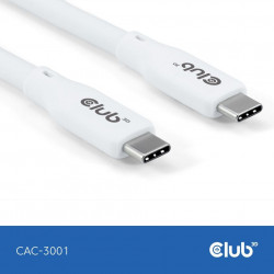 Club3D Kabel USB-C 4.0, 20Gbps, 4K60Hz, PD 240W, 2m, bílá CAC-3001