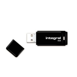 Integral USB 8GB Black, USB 2.0 with removable cap INFD8GBBLK