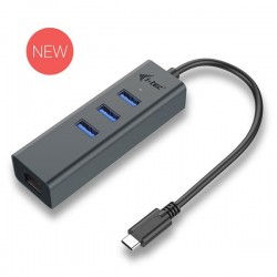 i-tec USB-C Metal 3-portovy HUB s Gigabit Ethernet adapterom...
