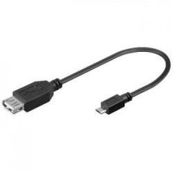 Kábel USB micro 0,2m, USB 2.0 A(F)-microUSB B(M)-funkcia OTG (On...