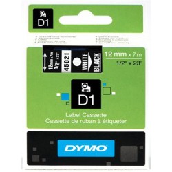 páska DYMO 45021 D1 White On Black Tape (12mm) S0720610
