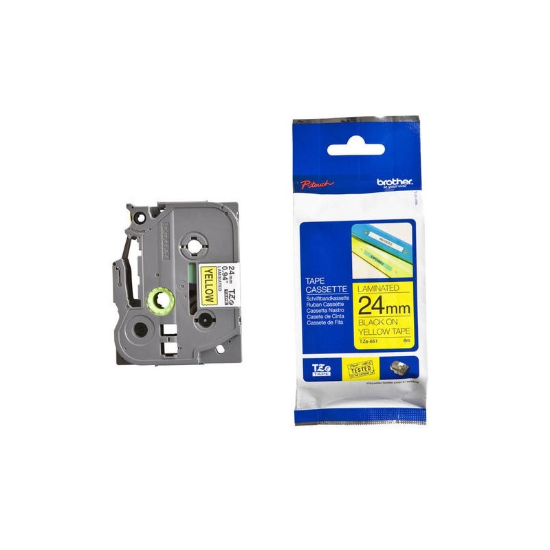 BROTHER TZe-651 čierna potlač/žltá páska 24 mm TZE651