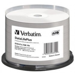 Verbatim DVD-R 16x DataLifePlus Wide Inkjet Professional...