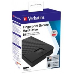 VERBATIM FINGERPRINT SECURE HDD 2TB AES 256 ENCRYPTION USB 3.1 GEN...