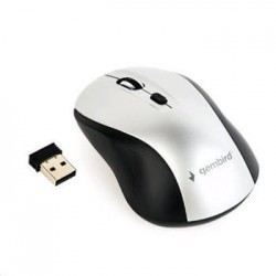 Myš GEMBIRD MUSW-4B-02-BS, černo-stříbrná, bezdrátová, USB nano...